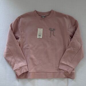 a new day Pink Crewneck Sweater with Bow Detail